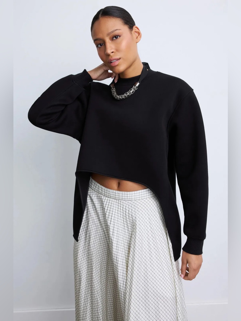 *Flawed RTR Plan C Cropped Asymmetric Hem Sweatshirt (0487)